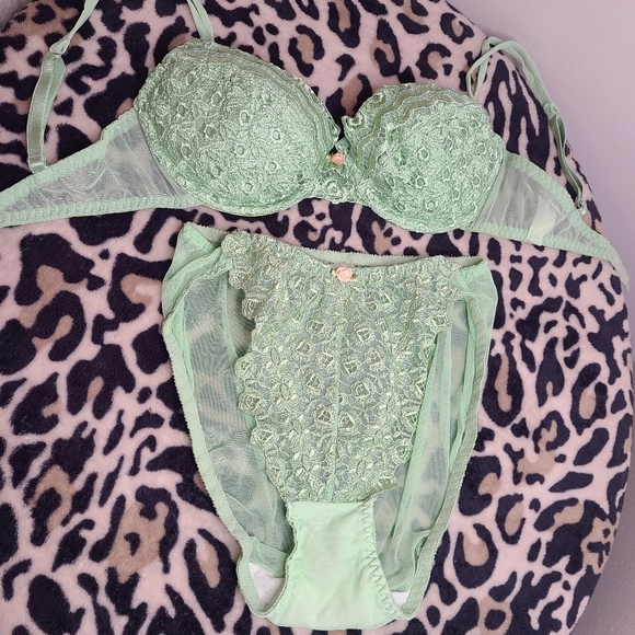 Vtg Victoria's Secret Beautiful Embroidered Bra/ Panty Set 34C/sm